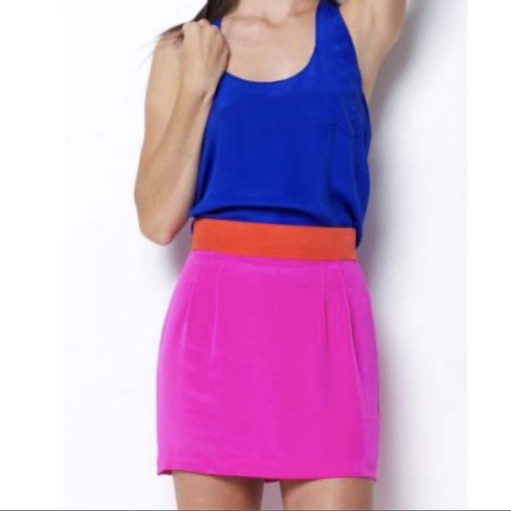 Naven Pink and Orange Color Block Skirt